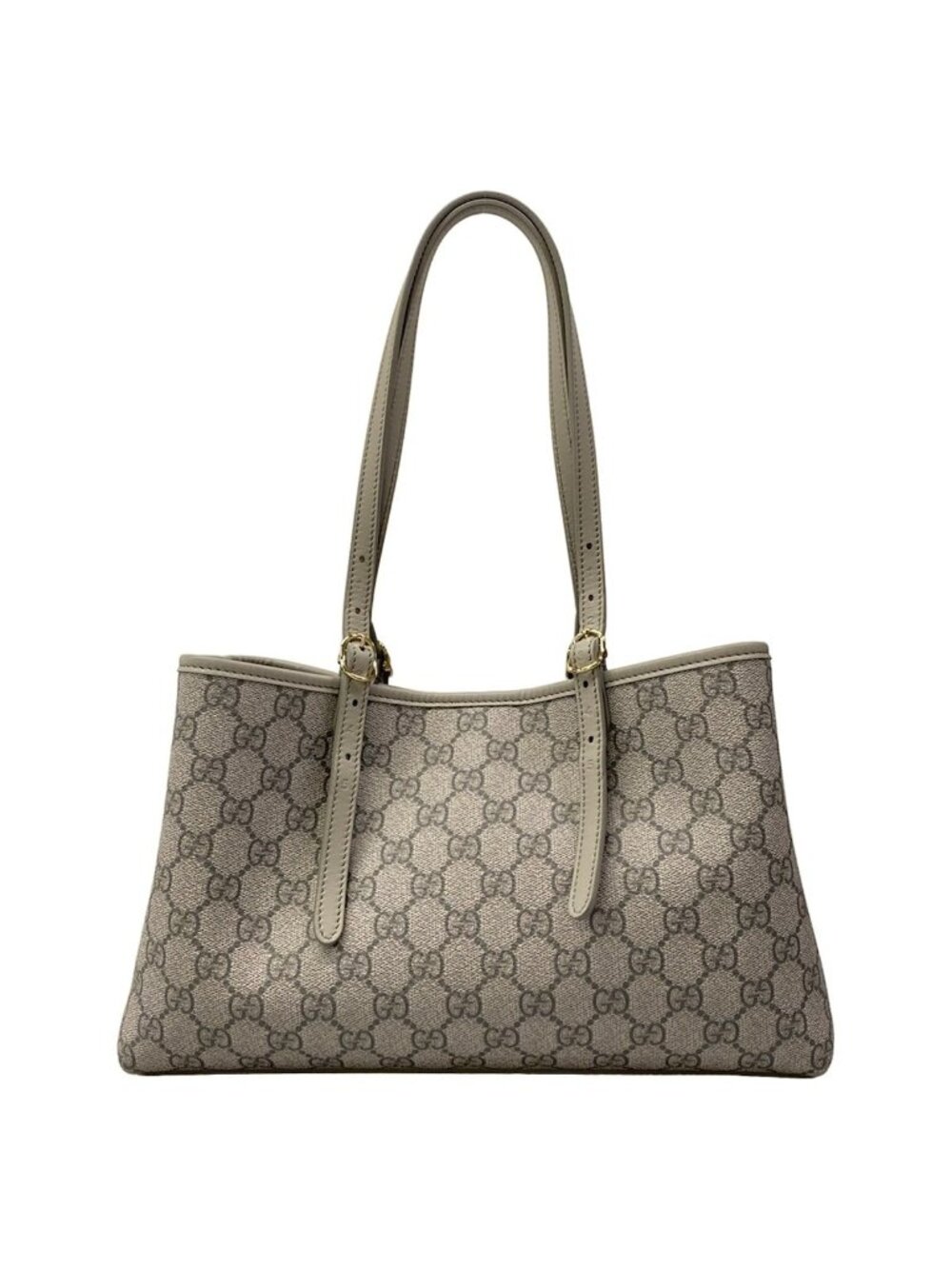 Gucci Tote Bag GG Emblem Medium Gray Leather